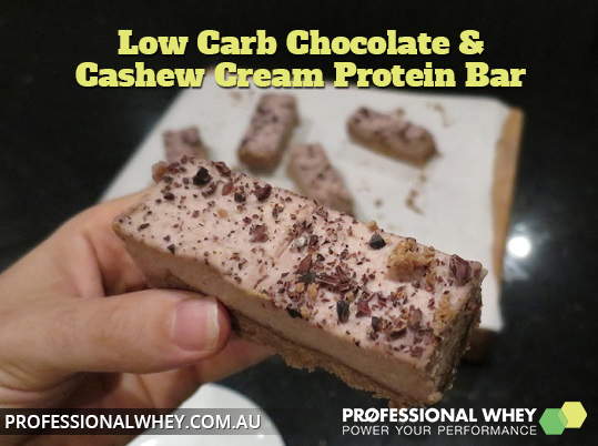 Low Carb Chocolate Cashew Cream Protein Bar